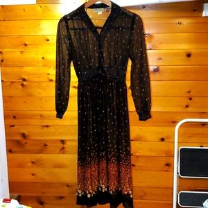 Vintage fall leaves sheer dress